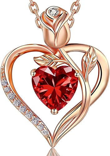 Red heart rose necklace romantic Valentine symbolism
