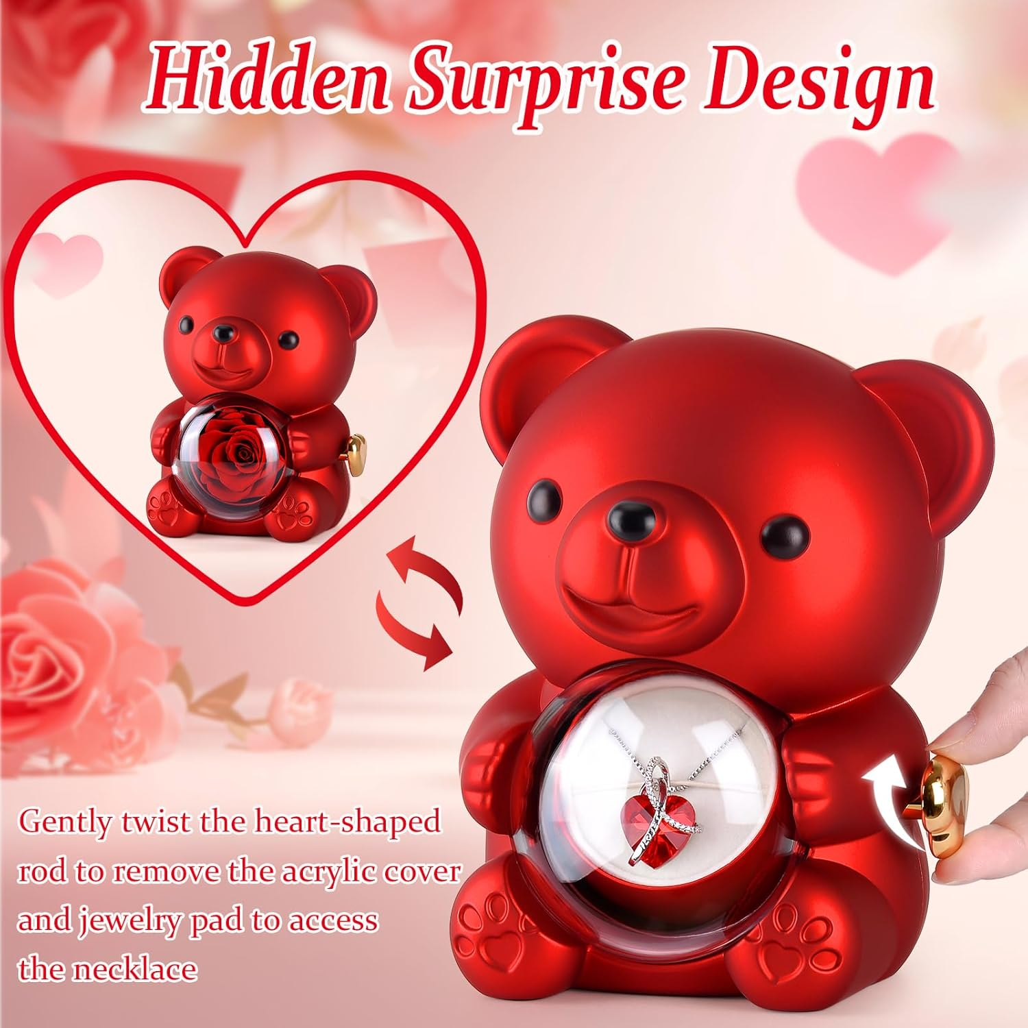 Red bear jewelry box Valentine surprise gift
