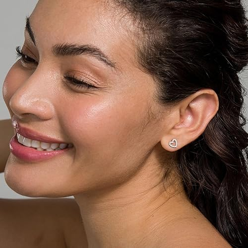 minimalist heart sterling silver earrings romantic Valentine’s gift